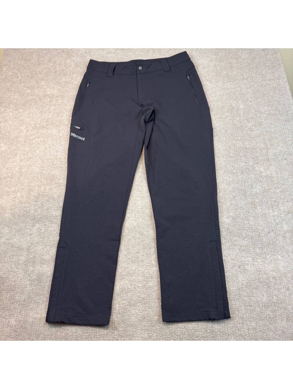 Marmot Pants Womens 8 Short Black Softshell Hiking Trail Cargo Ankle Zip Pockets